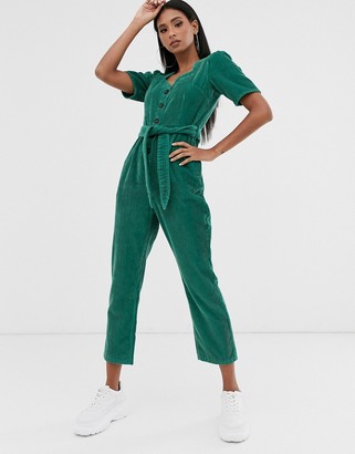 ASOS DESIGN cord jumpsuit with sweetheart neckline