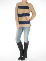 Thumbnail for your product : MSGM Waxed Stripe Sweater w/ Side Zip