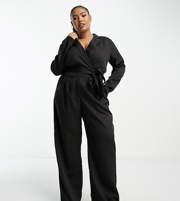 In The Style Plus tuxedo jumpsuit in black - ShopStyle