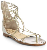 Thumbnail for your product : Christian Louboutin Blanca Metallic Leather Multi-Strap Sandals