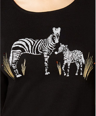Karen Scott Petite Cotton Zebra Graphic Top, Created for Macy's