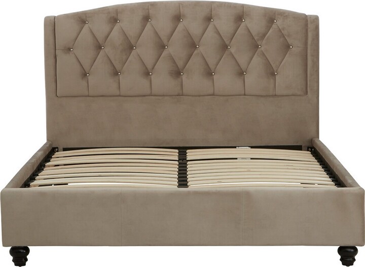 So'home Upholstered Velvet Bed With Curved Tufted Headboard ShopStyle