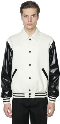 Calvin Klein Collection Faux Leather & Wool Bomber Jacket