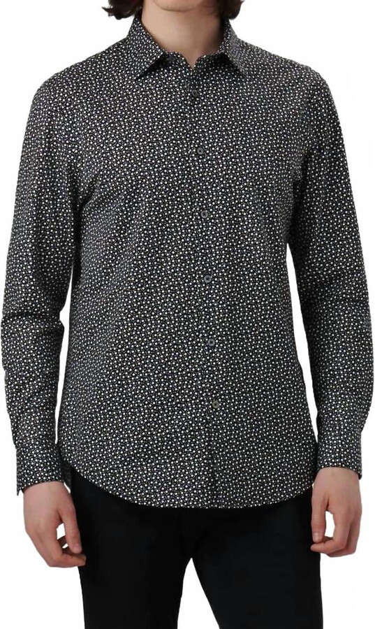 Bugatchi Uomo James Nail & Tack Print Shirt In Black
