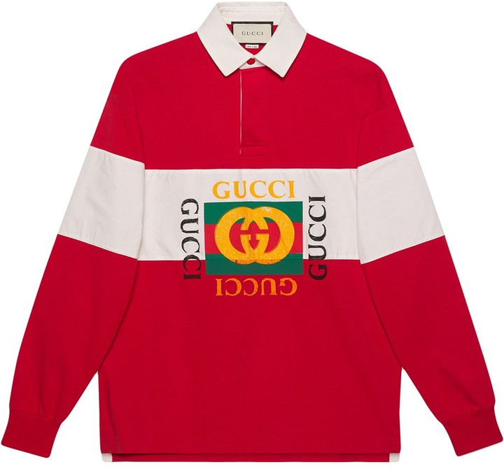 white and red gucci shirt