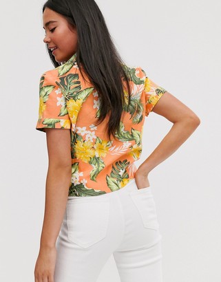 Miss Selfridge shirt in tropical pattern co ord