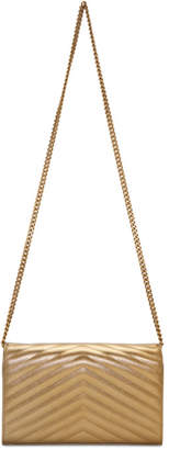 Saint Laurent Gold Monogramme Envelope Chain Wallet Bag