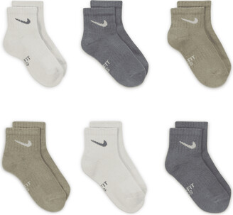 Nike Dri-FIT Little Kids' Ankle Socks (6 Pairs) in Grey