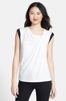 Thumbnail for your product : Chaus Colorblock Draped Front Top
