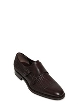 Thumbnail for your product : Ferragamo Pascale Woven Leather Monk Strap Shoes