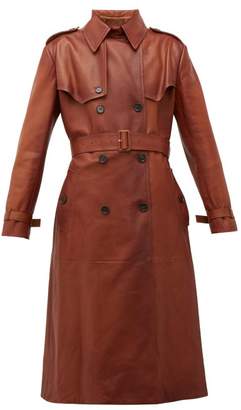 Prada Belted Grained-leather Trench Coat - Womens - Brown