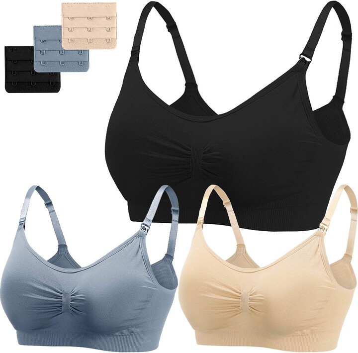 HBselect 4 Pcs Maternity Nursing Bra Seamless Nursing Bra with Extra Bra  Extensions Breastfeeding and Sleeping Without Wires for Women Black Dark  Gray Green Beige : : Fashion