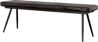 17 Stories Vafa Genuine Leather Upholstered Dining Bench in Black