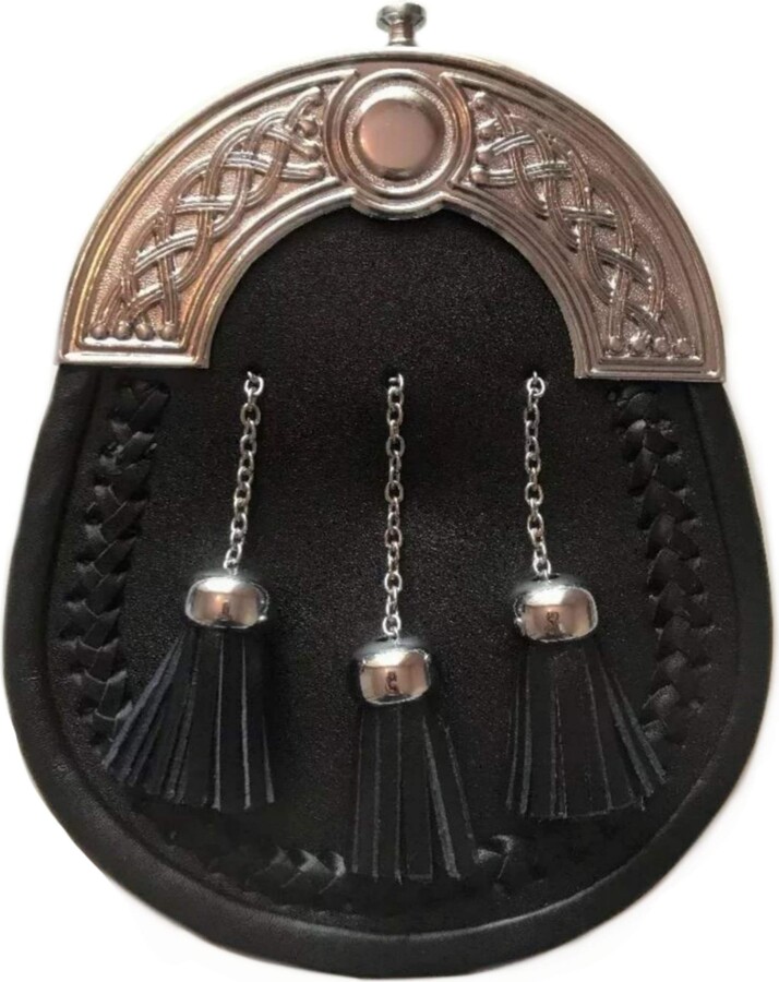 Schottischer Sporran Gürtel Schottisches Sporran Aus Leder – Mit Weißem Kaninchenfell & 3 Quasten Sporran Schottisch