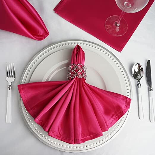 BalsaCircle 10 pcs 20-Inch Fuchsia Satin Dinner Napkins - for Wedding Party Reception Events Restaurant Kitchen Home