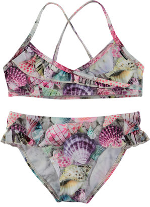 Molo Norma Seashell-Print Bikini, Pink Pattern, Size 2T-12
