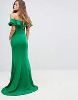 Thumbnail for your product : Jarlo Petite Frill Off Shoulder Maxi Dress With Thigh Split