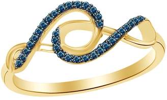 AFFY Blue Natural Diamond Double Infinity Ring in 10k Gold (0.1 Cttw) Ring Size - 13.5