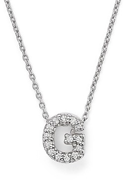 Roberto Coin 18K White Gold Initial Love Letter Pendant Necklace with Diamonds, 16