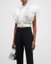 Thumbnail for your product : UNTTLD Victorina Tiered-Tulle Mesh Crop Top
