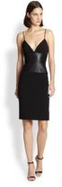 Thumbnail for your product : L'Agence Sleeveless Leather-Waistband Dress