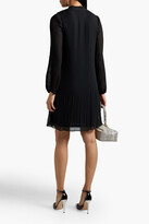 Thumbnail for your product : DKNY Sleepwear Pussy-bow plissé-chiffon mini dress