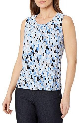 KASPER Women's Printed Pleated-neck Shell Blouse Shirt Top TEDO 