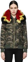 Thumbnail for your product : Mr & Mrs Italy Camo Bomber Jacket W/ Patchwork Fur