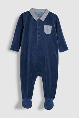 Next Boys Navy Smart Velour Sleepsuit (0mths-2yrs)
