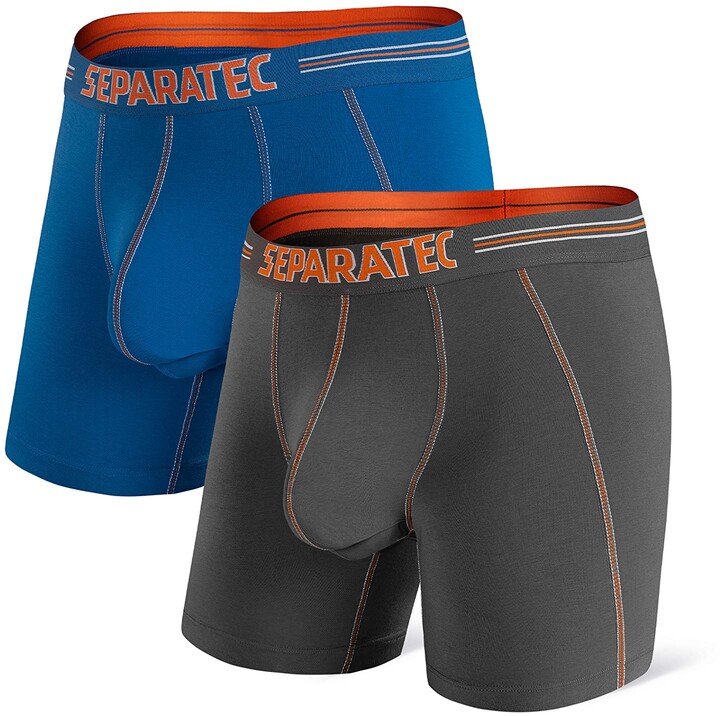 Separatec Men's Dual Pouch Underwear Comfort Flex Fit Premium Cotton Modal Blend Boxer Briefs 2 Pack 