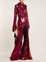 Thumbnail for your product : Halpern Sequinned Flared Trousers - Womens - Fuchsia