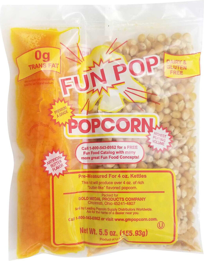 Gold Medal Funpop Popcorn kits, for use with 4 oz. Poppers, 36 kits