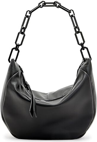 AllSaints Madea Mini Chain Bag Clutch Women's Handbags Black, Cotton/Leather/Twill