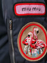 Thumbnail for your product : Miu Miu racoon fur trim bomber jacket