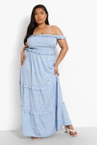 Thumbnail for your product : boohoo Plus Floral Print Shirred Bardot Maxi Dress
