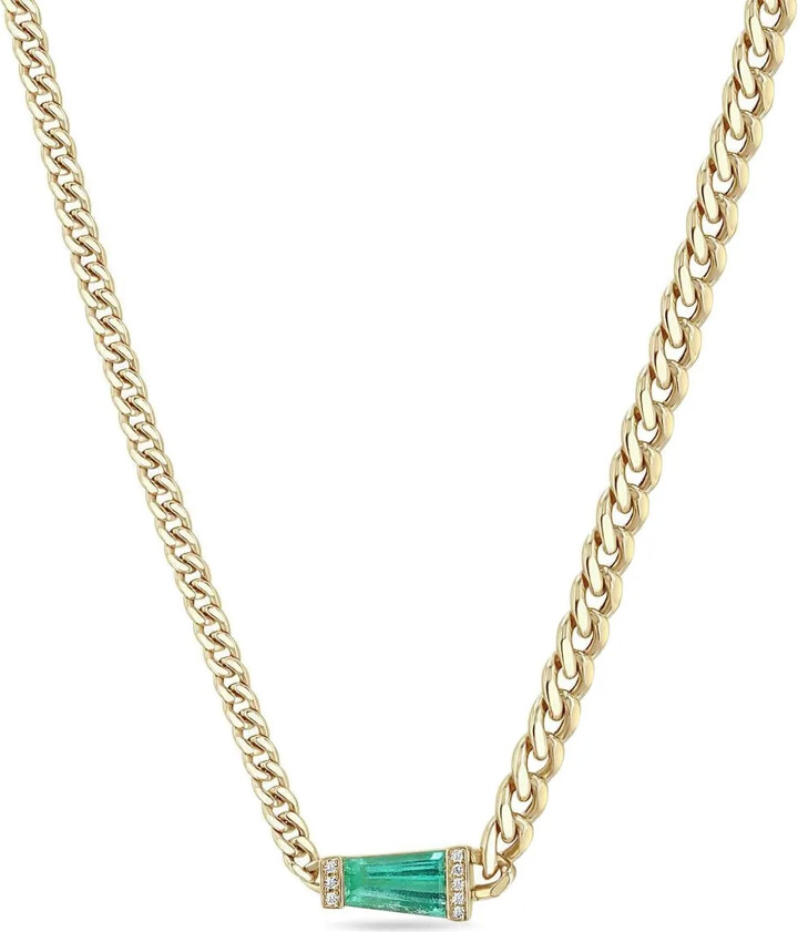 Zoë Chicco 14K yellow gold diamond and emerald necklace