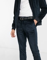 Thumbnail for your product : Jack and Jones velvet smart trousers in navy