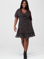 Thumbnail for your product : V By Very Curve Lace Trim Tea Dress - Multi