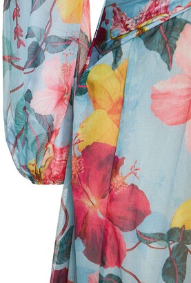 PatBO Hibiscus Printed Chiffon Long Dress