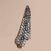 Thumbnail for your product : Burberry Check Wool Silk Scarf with Trompe L'oeil Print
