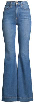 Alice + Olivia Jeans Beautiful High-Rise Unfinished, Split & Frayed Hem Flared Jeans