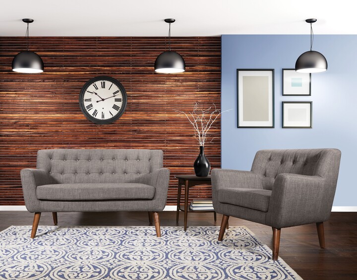 Carson Carrington Balestrand Midcentury Tufted Back Fabric Loveseat