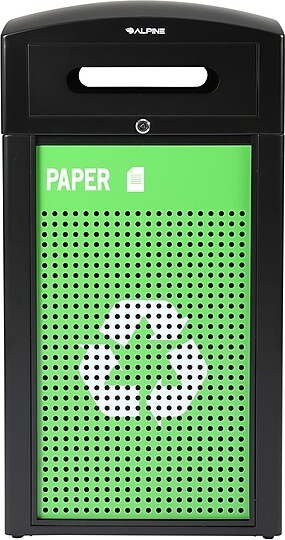Alpine Industries GS Series Steel Recycling Bin, 40 Gallon, Green (ALP471-40-GS-S)
