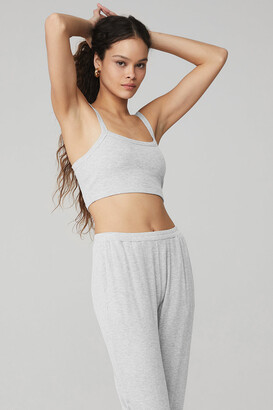 Alo Yoga  Ribbed Crop Whisper Bra Tank Top in Athletic Heather