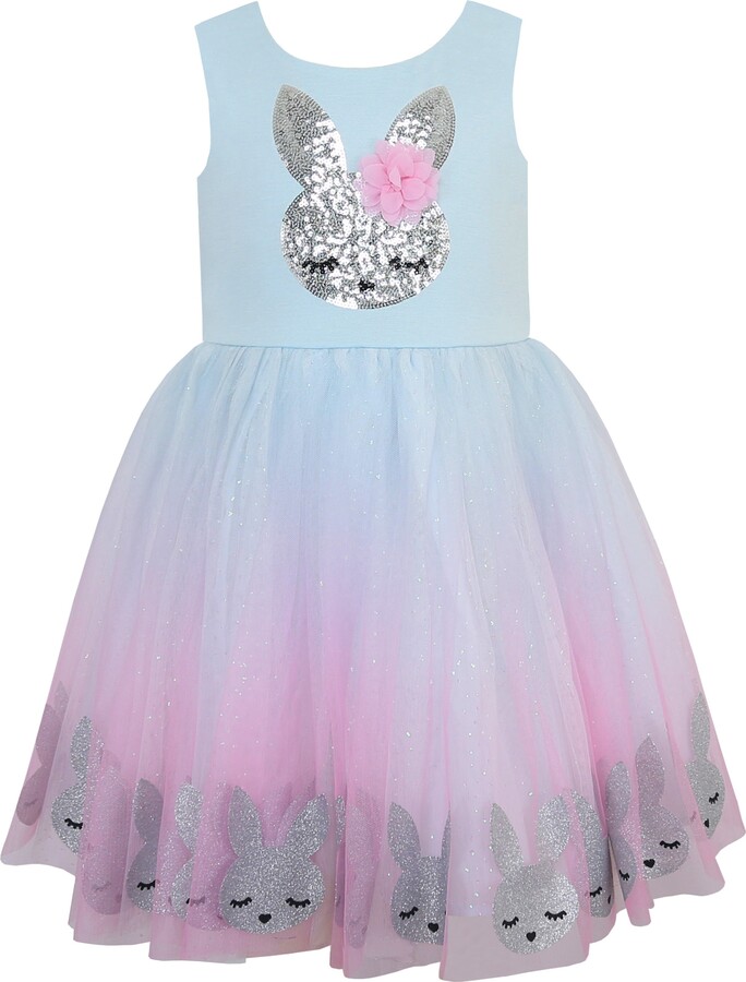 Zunie Kids' Ponte Sequin Bunny Tutu Dress