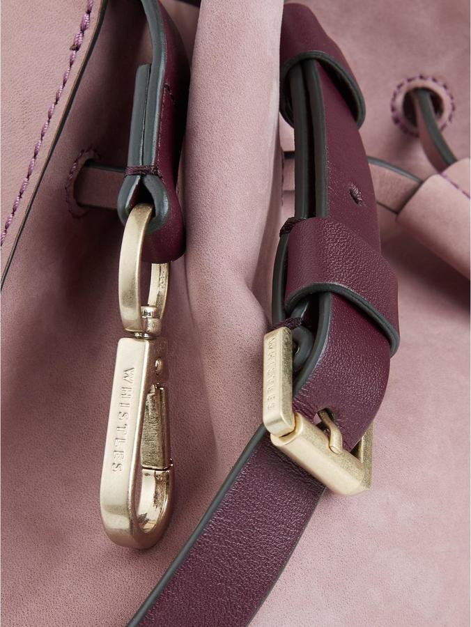 Whistles Everett Drawstring Suede Bucket Bag Dusky Pink ShopStyle