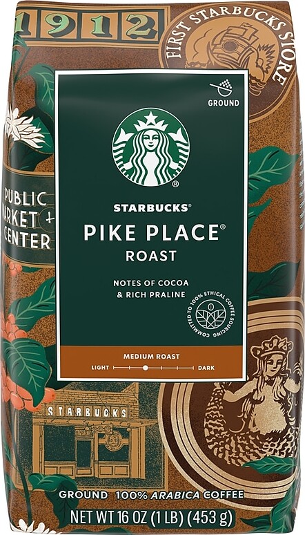 Starbucks Pike Place Ground Coffee, Medium Roast, 16 oz. (SBK11018186)