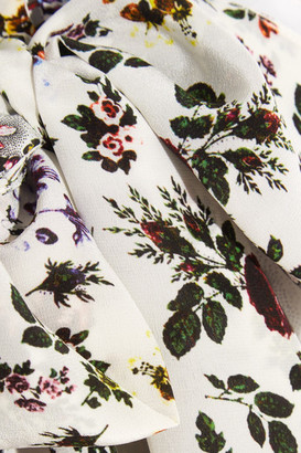 Erdem Annaliese Cold-shoulder Floral-print Silk Crepe De Chine Gown - White
