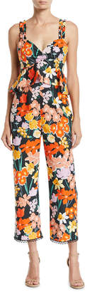 Saylor Sleeveless Floral-Print Poplin Jumpsuit