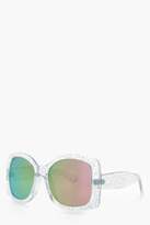 Thumbnail for your product : boohoo Nancy Oversized Glitter Frame Sunglasses